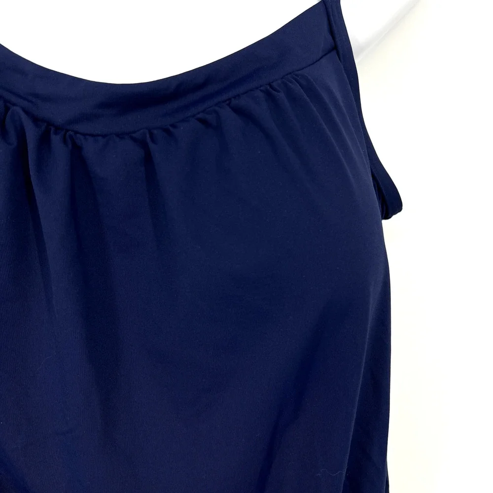 Lands' End Womens Tankini Swim Top Only Size 16 Navy Blue